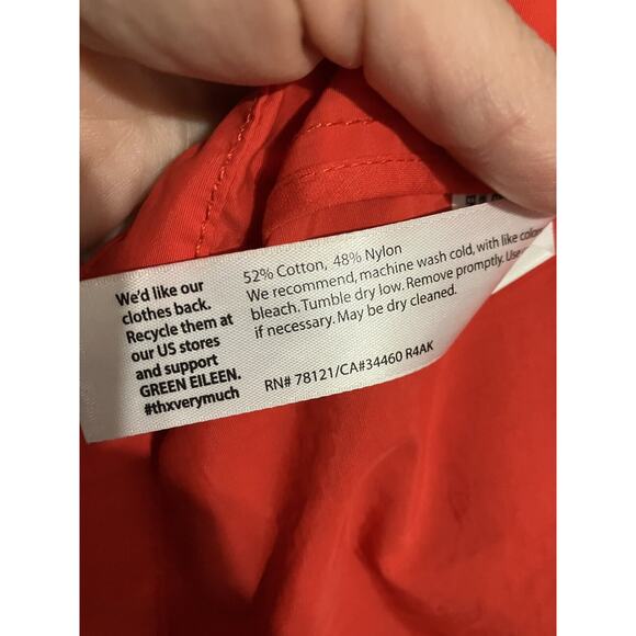 Eileen Fisher Hooded Red Light Weight Rain Jacket Coat size Petite PP/PTP - Picture 7 of 9
